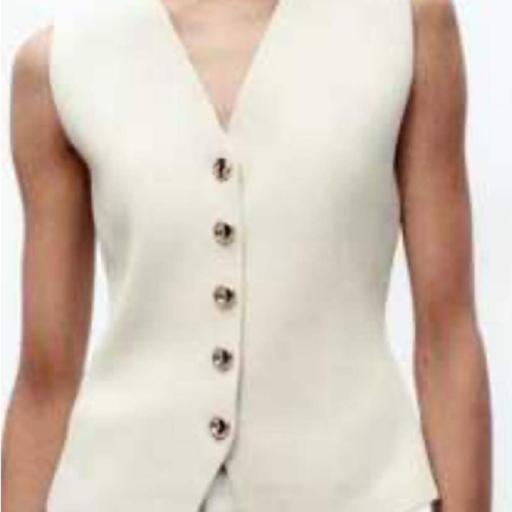 Zara Ivory Button-Up Vest